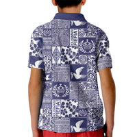 Blue Tonga Kilisimasi Fiefia Kid Polo Shirt Pacific Patchwork Xmas Vibes LT9 - Polynesian Pride