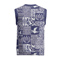 Blue Tonga Kilisimasi Fiefia Christmas Knitted V-Neck Vest Pacific Patchwork Xmas Vibes LT9 - Polynesian Pride