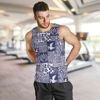 Blue Tonga Kilisimasi Fiefia Men Tank Top Pacific Patchwork Xmas Vibes - Polynesian Pride