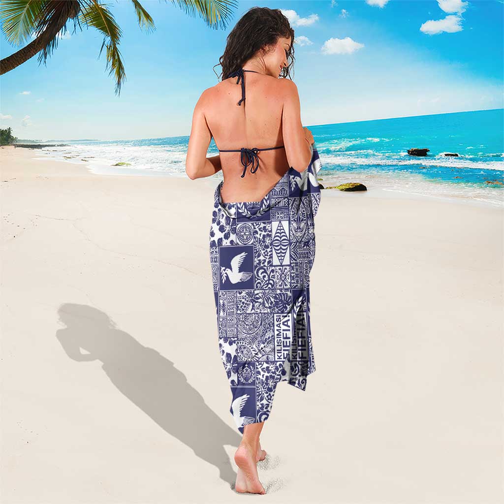 Blue Tonga Kilisimasi Fiefia Sarong Pacific Patchwork Xmas Vibes - Polynesian Pride