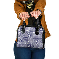 Blue Tonga Kilisimasi Fiefia Shoulder Handbag Pacific Patchwork Xmas Vibes LT9 One Size Blue - Polynesian Pride