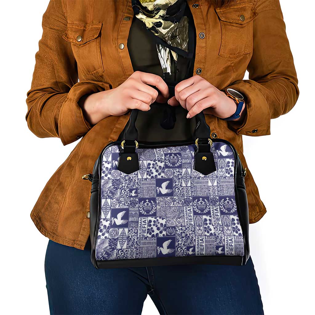 Blue Tonga Kilisimasi Fiefia Shoulder Handbag Pacific Patchwork Xmas Vibes LT9 - Polynesian Pride