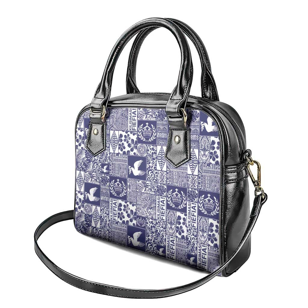 Blue Tonga Kilisimasi Fiefia Shoulder Handbag Pacific Patchwork Xmas Vibes LT9 - Polynesian Pride