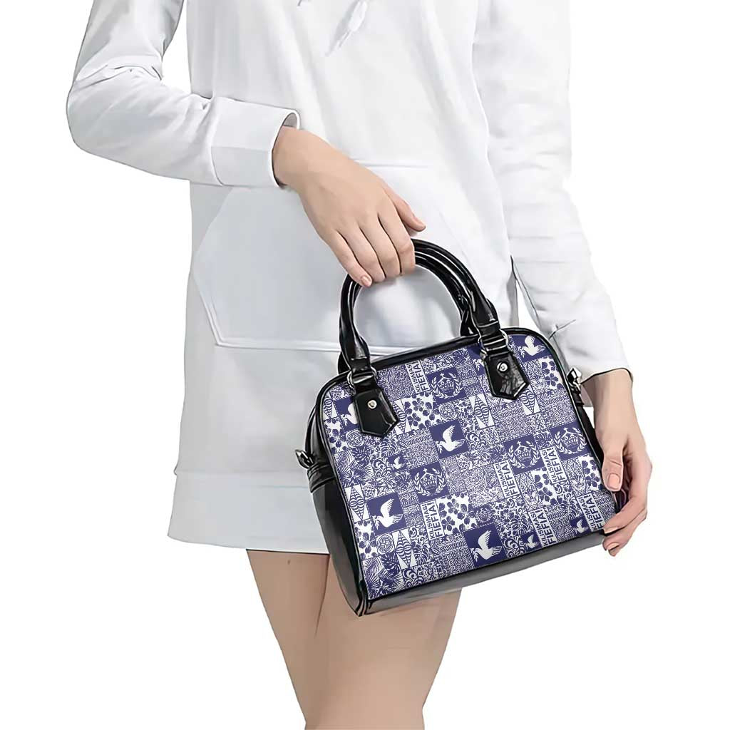 Blue Tonga Kilisimasi Fiefia Shoulder Handbag Pacific Patchwork Xmas Vibes LT9 - Polynesian Pride