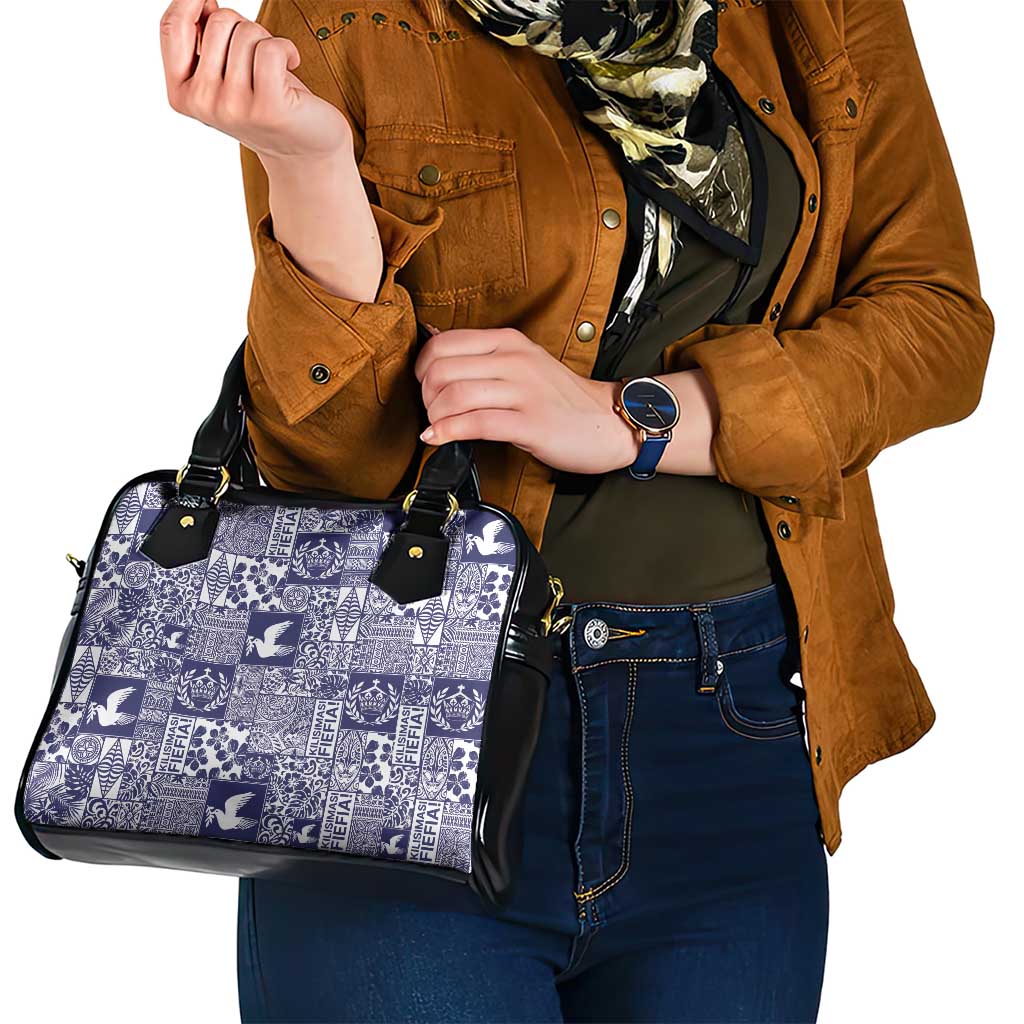 Blue Tonga Kilisimasi Fiefia Shoulder Handbag Pacific Patchwork Xmas Vibes LT9 - Polynesian Pride
