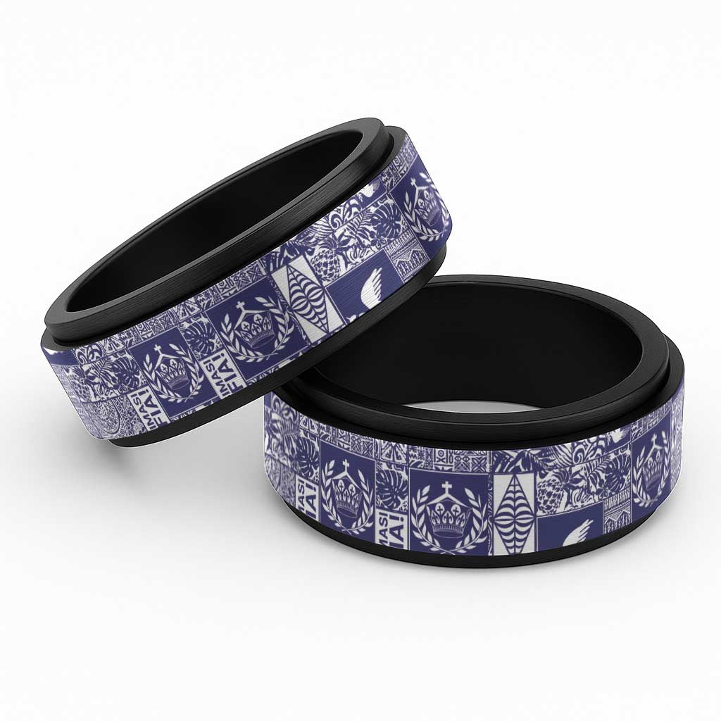 Blue Tonga Kilisimasi Fiefia Spinner Ring Pacific Patchwork Xmas Vibes - Polynesian Pride