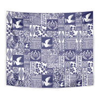 Blue Tonga Kilisimasi Fiefia Tapestry Pacific Patchwork Xmas Vibes - Polynesian Pride