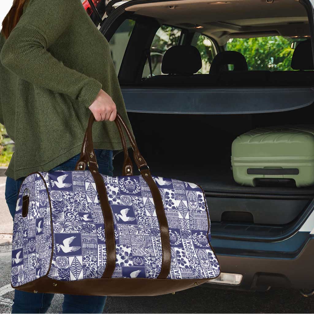 Blue Tonga Kilisimasi Fiefia Travel Bag Pacific Patchwork Xmas Vibes - Polynesian Pride