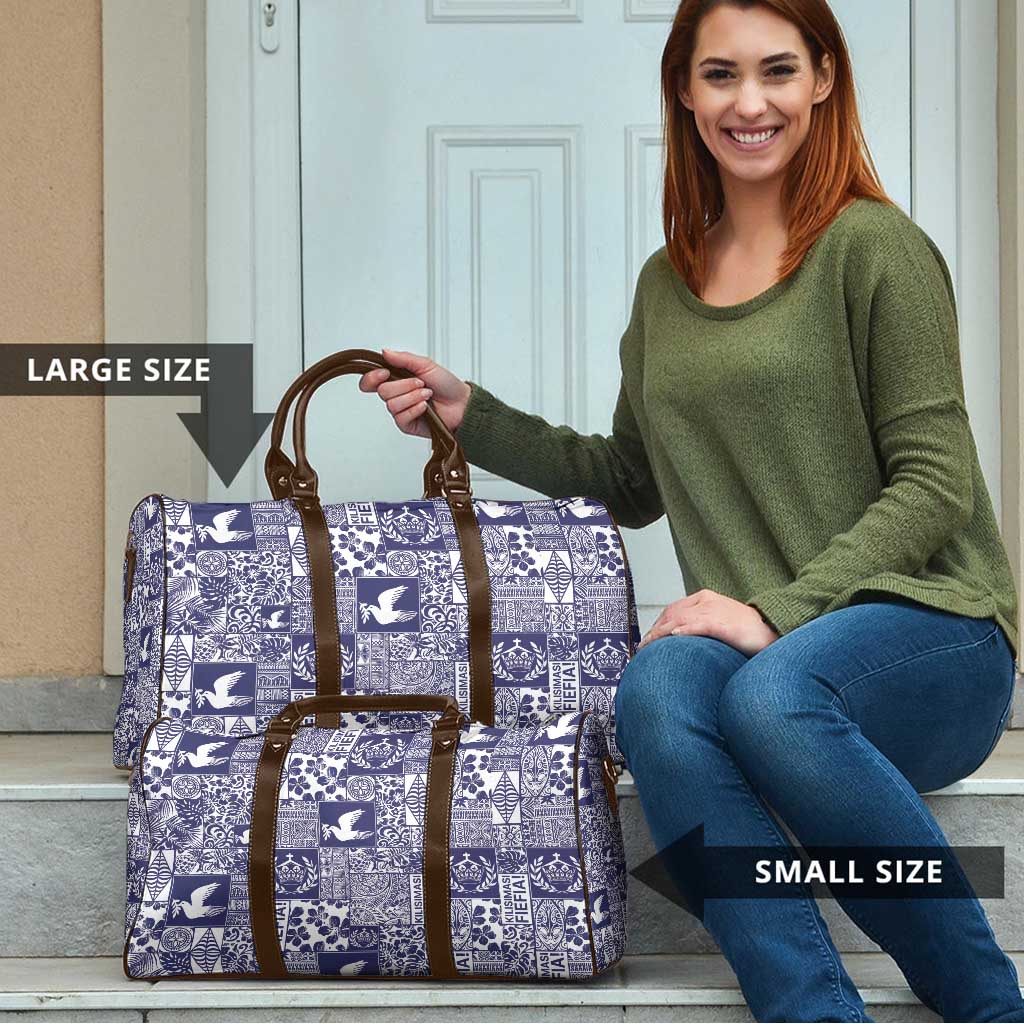 Blue Tonga Kilisimasi Fiefia Travel Bag Pacific Patchwork Xmas Vibes - Polynesian Pride