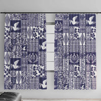 Blue Tonga Kilisimasi Fiefia Window Curtain Pacific Patchwork Xmas Vibes LT9 With Hooks Blue - Polynesian Pride