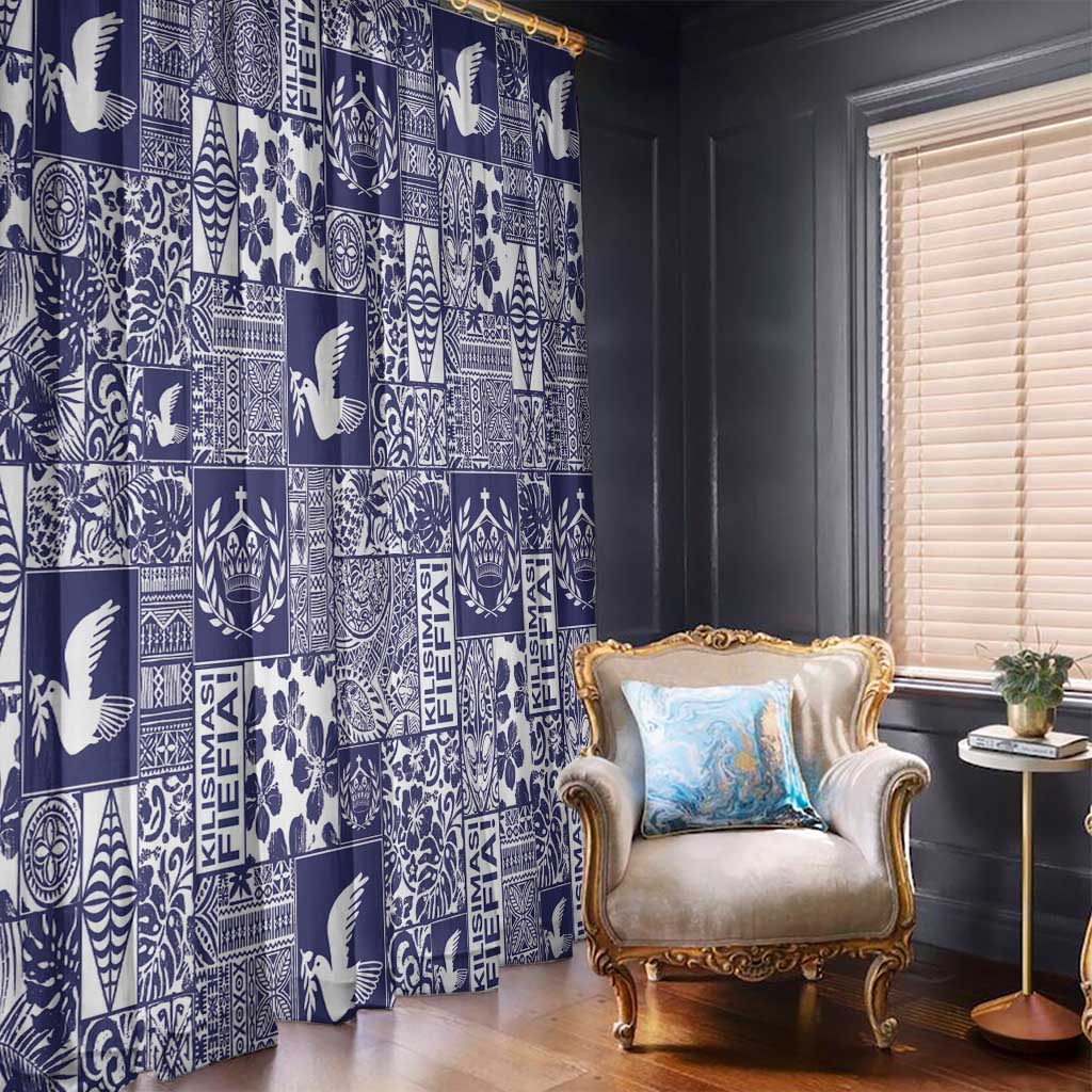 Blue Tonga Kilisimasi Fiefia Window Curtain Pacific Patchwork Xmas Vibes LT9 - Polynesian Pride