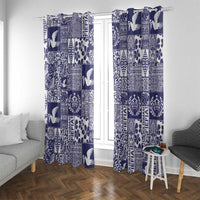 Blue Tonga Kilisimasi Fiefia Window Curtain Pacific Patchwork Xmas Vibes LT9 With Grommets Blue - Polynesian Pride