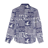 Blue Tonga Kilisimasi Fiefia Women Casual Shirt Pacific Patchwork Xmas Vibes - Polynesian Pride