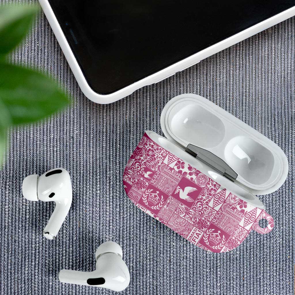 Pink Tonga Kilisimasi Fiefia AirPods Case Pacific Patchwork Xmas Vibes - Polynesian Pride