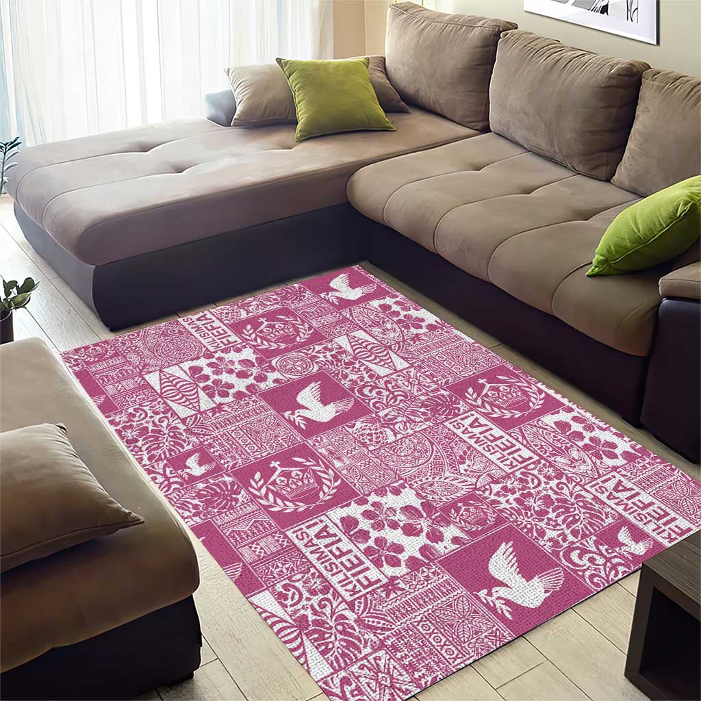 Pink Tonga Kilisimasi Fiefia Area Rug Pacific Patchwork Xmas Vibes LT9 - Polynesian Pride