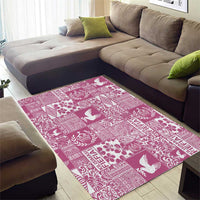 Pink Tonga Kilisimasi Fiefia Area Rug Pacific Patchwork Xmas Vibes LT9 - Polynesian Pride