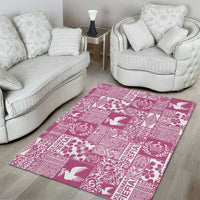 Pink Tonga Kilisimasi Fiefia Area Rug Pacific Patchwork Xmas Vibes LT9 - Polynesian Pride