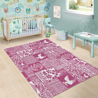 Pink Tonga Kilisimasi Fiefia Area Rug Pacific Patchwork Xmas Vibes LT9 - Polynesian Pride