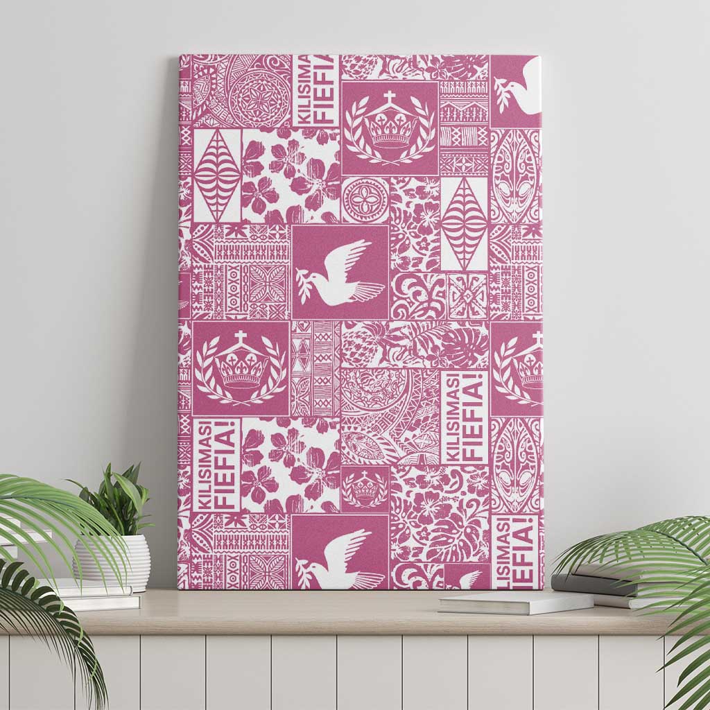 Pink Tonga Kilisimasi Fiefia Canvas Wall Art Pacific Patchwork Xmas Vibes LT9 - Polynesian Pride