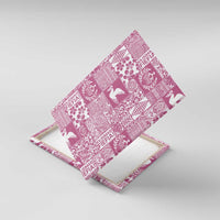 Pink Tonga Kilisimasi Fiefia Canvas Wall Art Pacific Patchwork Xmas Vibes LT9 With Frame Pink - Polynesian Pride