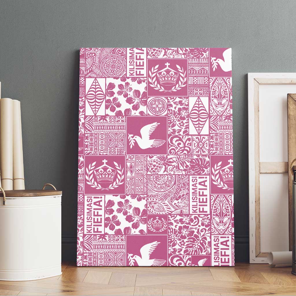 Pink Tonga Kilisimasi Fiefia Canvas Wall Art Pacific Patchwork Xmas Vibes LT9 - Polynesian Pride