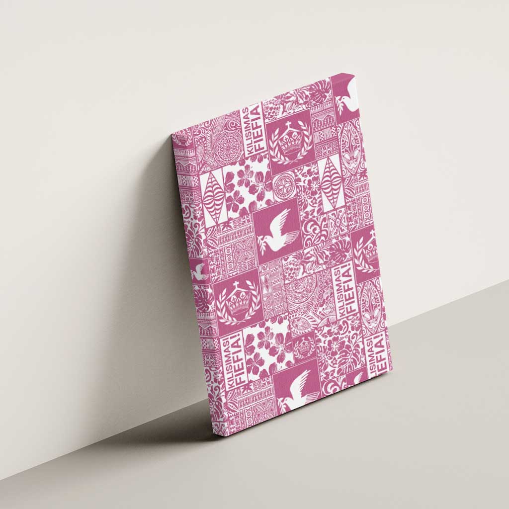 Pink Tonga Kilisimasi Fiefia Canvas Wall Art Pacific Patchwork Xmas Vibes LT9 - Polynesian Pride