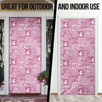Pink Tonga Kilisimasi Fiefia Door Cover Pacific Patchwork Xmas Vibes - Polynesian Pride