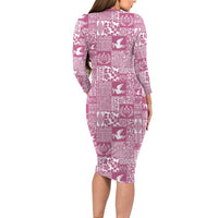 Pink Tonga Kilisimasi Fiefia Family Matching Long Sleeve Bodycon Dress and Hawaiian Shirt Pacific Patchwork Xmas Vibes LT9 - Polynesian Pride