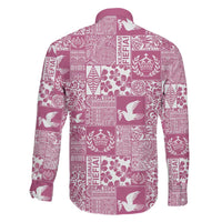 Pink Tonga Kilisimasi Fiefia Family Matching Off The Shoulder Long Sleeve Dress and Hawaiian Shirt Pacific Patchwork Xmas Vibes LT9 - Polynesian Pride