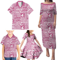Pink Tonga Kilisimasi Fiefia Family Matching Puletasi and Hawaiian Shirt Pacific Patchwork Xmas Vibes LT9 - Polynesian Pride