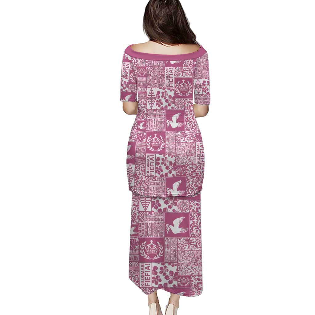 Pink Tonga Kilisimasi Fiefia Family Matching Puletasi and Hawaiian Shirt Pacific Patchwork Xmas Vibes LT9 - Polynesian Pride