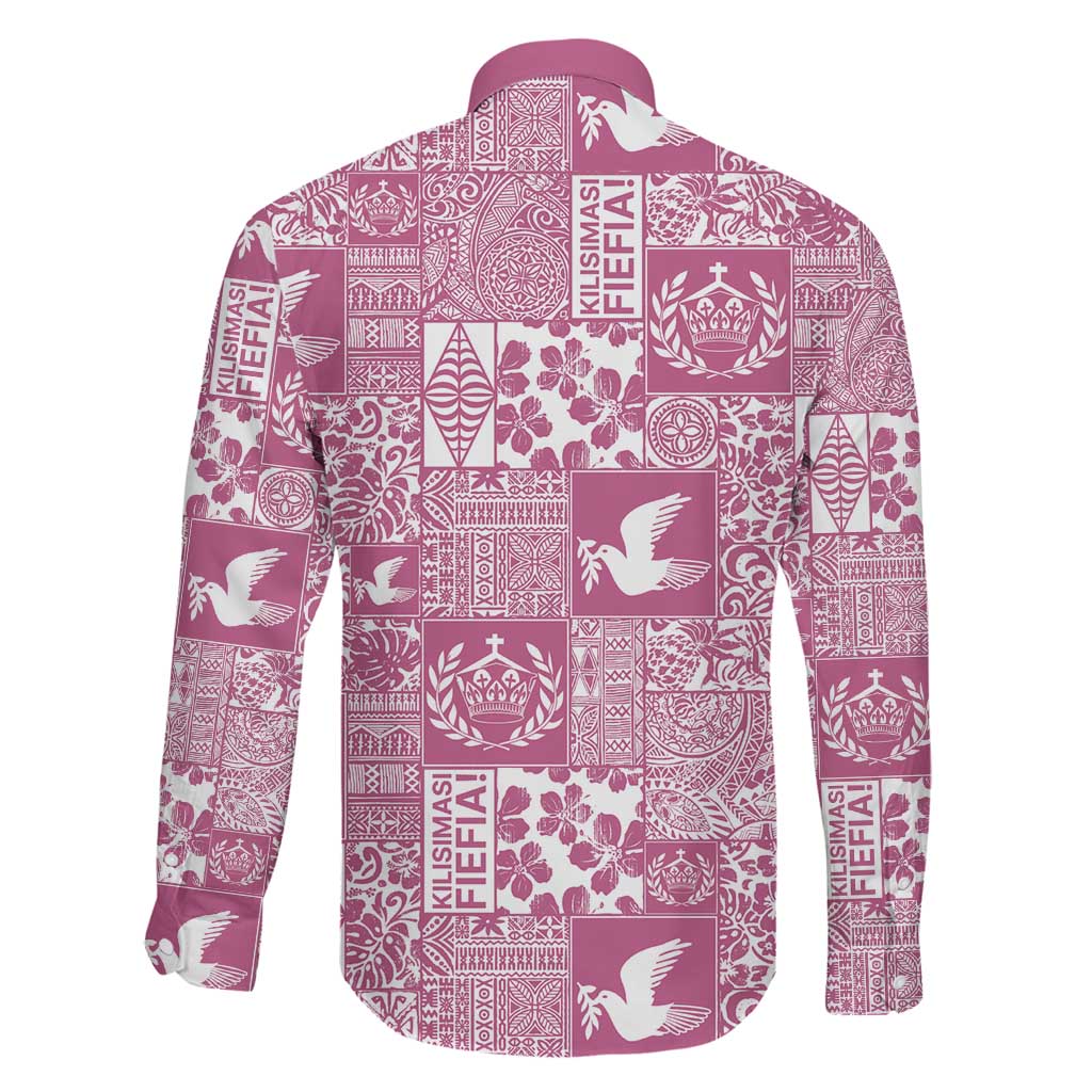 Pink Tonga Kilisimasi Fiefia Family Matching Tank Maxi Dress and Hawaiian Shirt Pacific Patchwork Xmas Vibes LT9 - Polynesian Pride