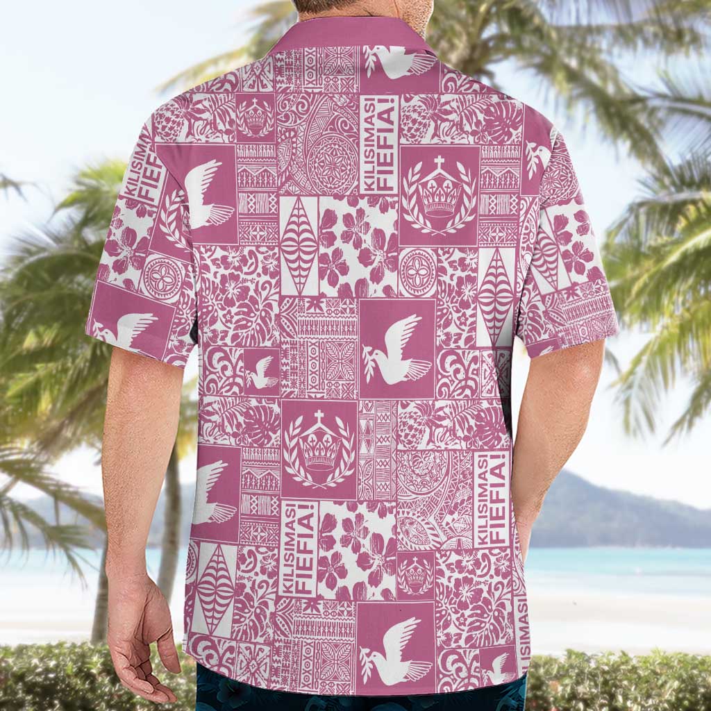 Pink Tonga Kilisimasi Fiefia Hawaiian Shirt Pacific Patchwork Xmas Vibes - Polynesian Pride
