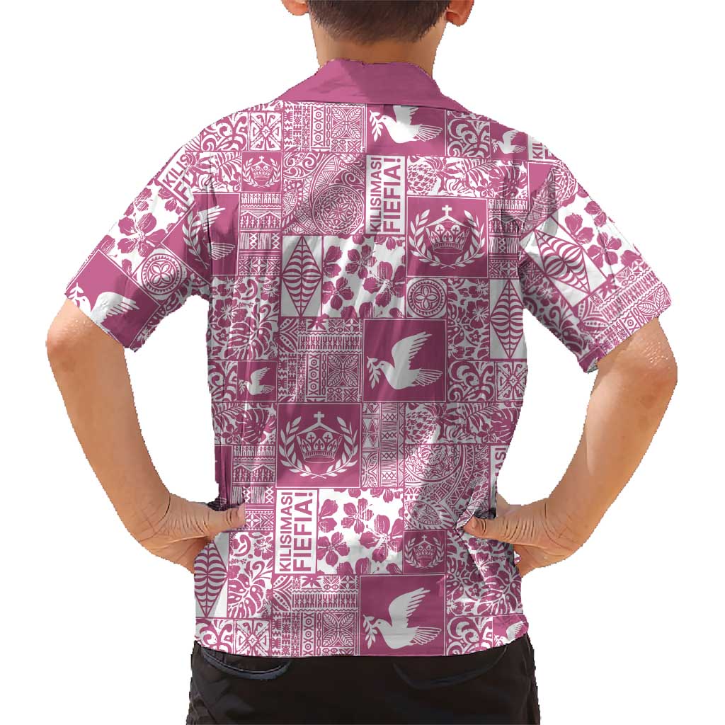 Pink Tonga Kilisimasi Fiefia Hawaiian Shirt Pacific Patchwork Xmas Vibes - Polynesian Pride