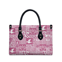 Pink Tonga Kilisimasi Fiefia Leather Bag Pacific Patchwork Xmas Vibes - Polynesian Pride
