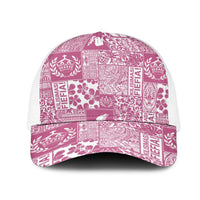 Pink Tonga Kilisimasi Fiefia Mesh Trucker Cap Pacific Patchwork Xmas Vibes - Polynesian Pride