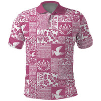 Pink Tonga Kilisimasi Fiefia Polo Shirt Pacific Patchwork Xmas Vibes LT9 Pink - Polynesian Pride