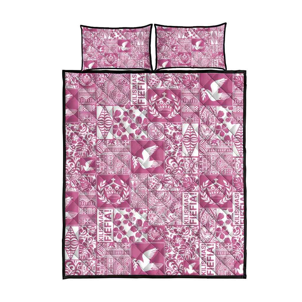 Pink Tonga Kilisimasi Fiefia Quilt Bed Set Pacific Patchwork Xmas Vibes LT9 - Polynesian Pride
