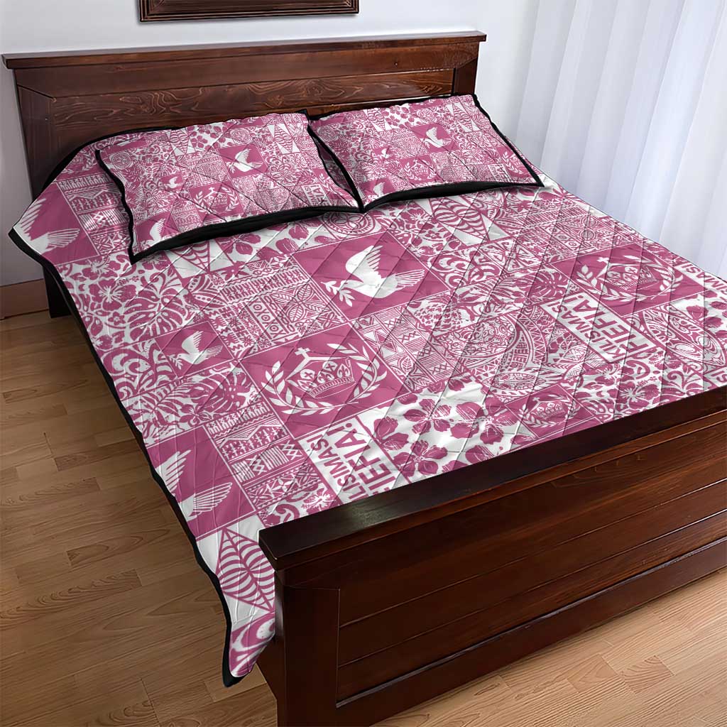 Pink Tonga Kilisimasi Fiefia Quilt Bed Set Pacific Patchwork Xmas Vibes LT9 - Polynesian Pride