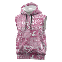 Pink Tonga Kilisimasi Fiefia Sleeveless Hoodie Pacific Patchwork Xmas Vibes LT9 Pink - Polynesian Pride