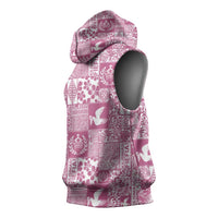 Pink Tonga Kilisimasi Fiefia Sleeveless Hoodie Pacific Patchwork Xmas Vibes LT9 - Polynesian Pride