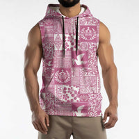 Pink Tonga Kilisimasi Fiefia Sleeveless Hoodie Pacific Patchwork Xmas Vibes LT9 - Polynesian Pride
