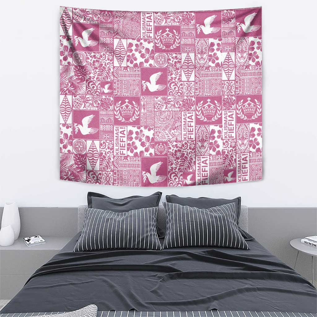 Pink Tonga Kilisimasi Fiefia Tapestry Pacific Patchwork Xmas Vibes LT9 - Polynesian Pride