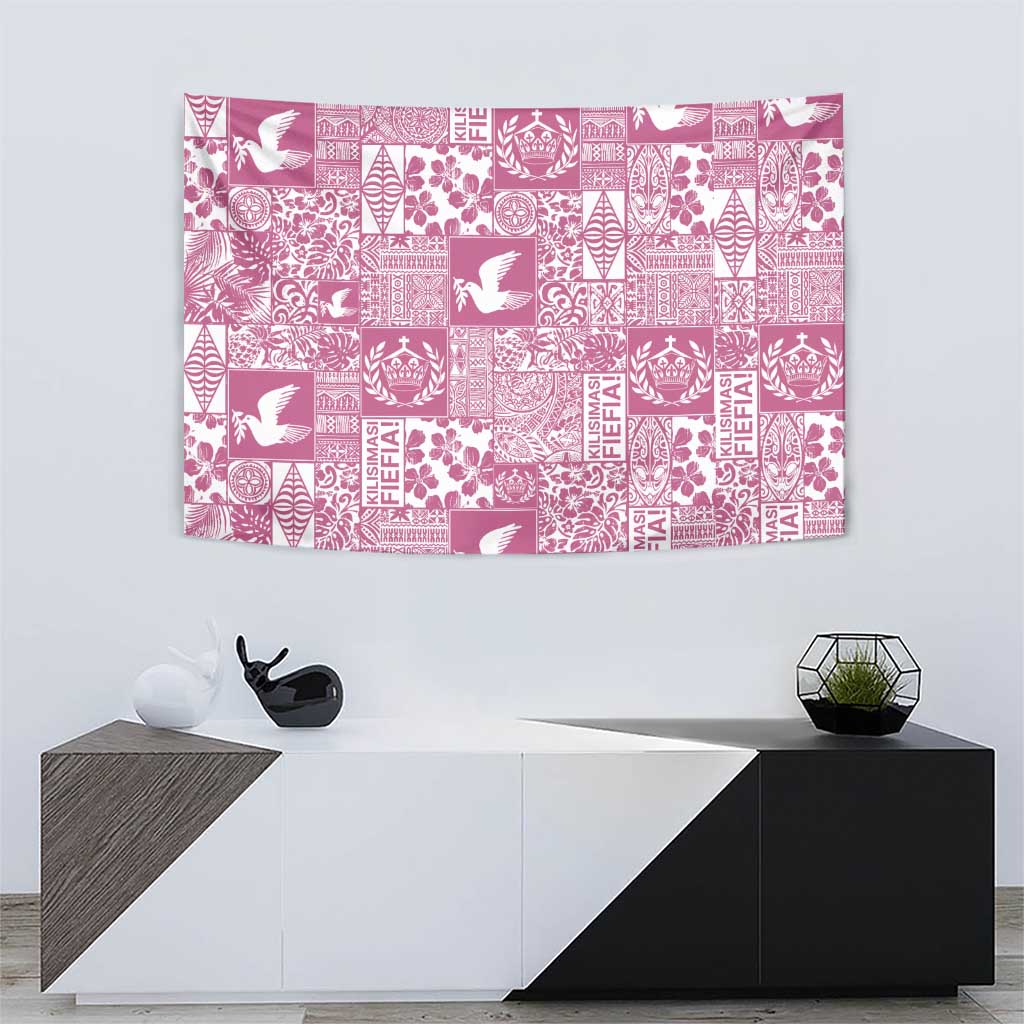 Pink Tonga Kilisimasi Fiefia Tapestry Pacific Patchwork Xmas Vibes LT9 - Polynesian Pride