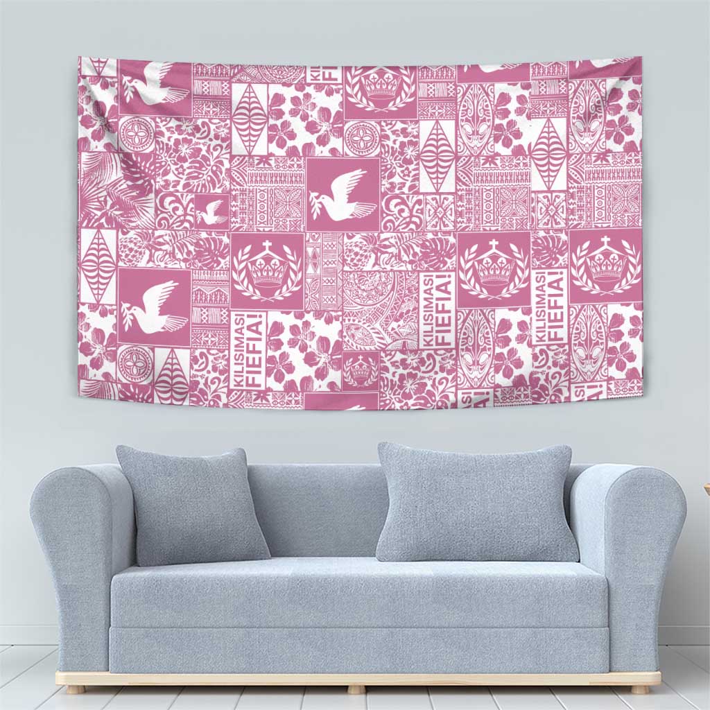 Pink Tonga Kilisimasi Fiefia Tapestry Pacific Patchwork Xmas Vibes LT9 - Polynesian Pride