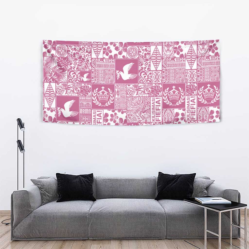 Pink Tonga Kilisimasi Fiefia Tapestry Pacific Patchwork Xmas Vibes LT9 - Polynesian Pride