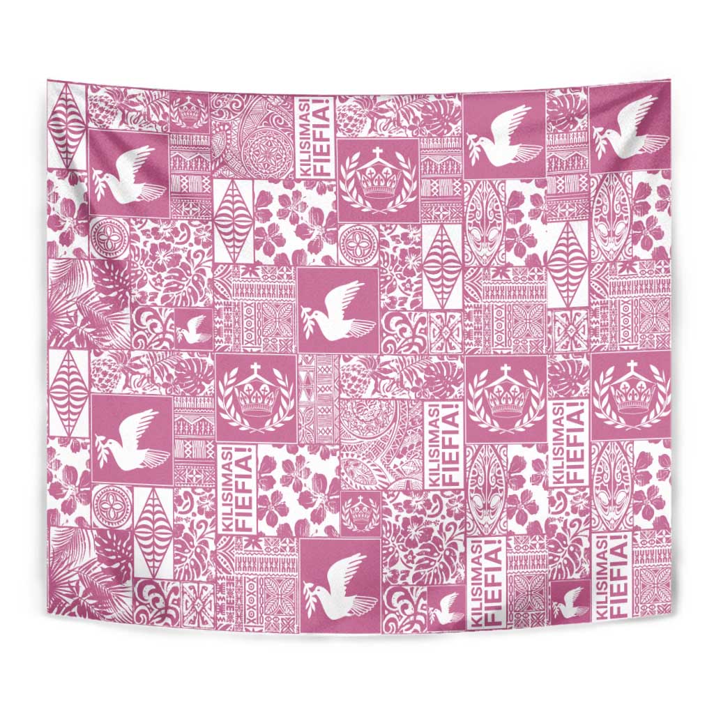 Pink Tonga Kilisimasi Fiefia Tapestry Pacific Patchwork Xmas Vibes LT9 - Polynesian Pride