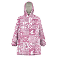 Pink Tonga Kilisimasi Fiefia Wearable Blanket Hoodie Pacific Patchwork Xmas Vibes LT9 One Size Pink - Polynesian Pride