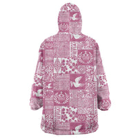 Pink Tonga Kilisimasi Fiefia Wearable Blanket Hoodie Pacific Patchwork Xmas Vibes LT9 - Polynesian Pride