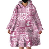 Pink Tonga Kilisimasi Fiefia Wearable Blanket Hoodie Pacific Patchwork Xmas Vibes LT9 - Polynesian Pride